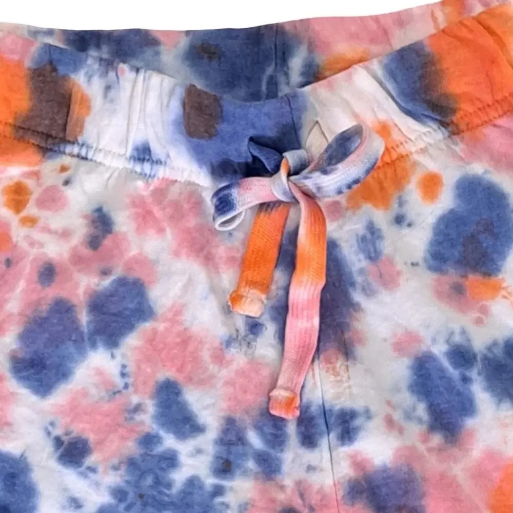 Jolie & Joy Tie Dye Shorts Size Medium Pink Blue Orange Raw Hem NWOT